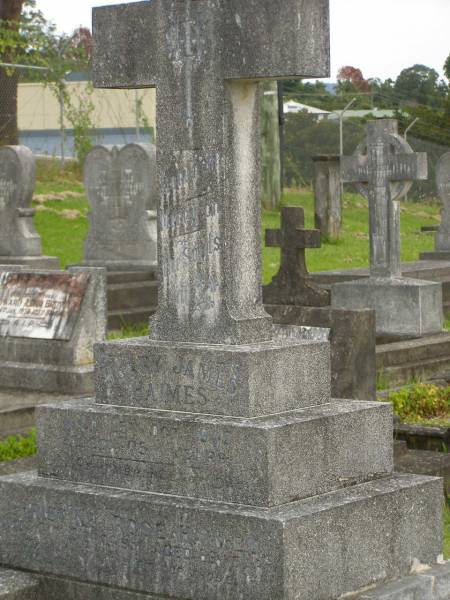 Henry James HAIMES,  | died 25 Oct 1945 aged 75 years;  | Christine Rose HAIMES,  | wife,  | died 17 Sept 1951 aged 69 years;  | Murwillumbah Catholic Cemetery, New South Wales  | 