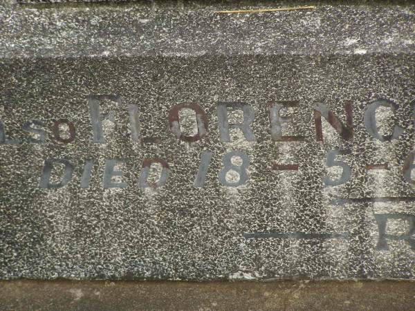 John Joseph WORLEY,  | husband father,  | died 15 Dec 1947 aged 50 years;  | Florence Ada WORLEY,  | wife,  | died 18-5-66 aged 66 years;  | Murwillumbah Catholic Cemetery, New South Wales  | 