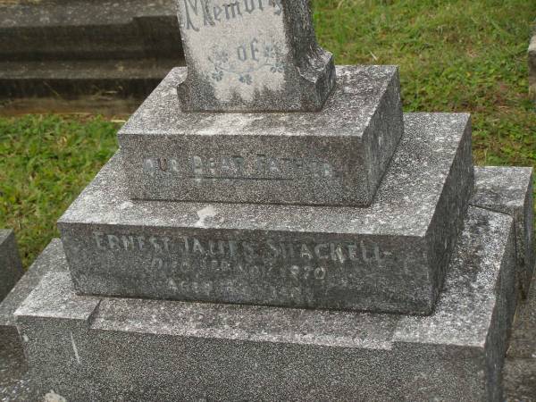 Ernest James SHACKELL,  | father,  | died 3 Nov 1970 aged 85 years;  | Murwillumbah Catholic Cemetery, New South Wales  | 