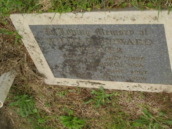 William Edward WEAVER,  | born East Wardell NSW 26 July 1885,  | died Murwillumbah NSW 18 June 1967;  | Murwillumbah Catholic Cemetery, New South Wales  | 