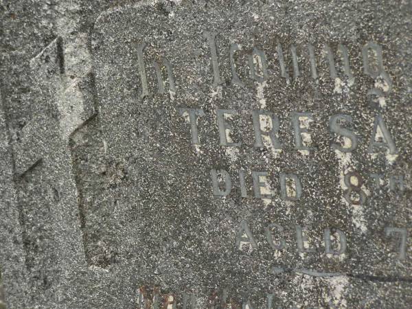 Teresa WEAVER,  | died 8 Oct 1947 aged 73 years;  | Murwillumbah Catholic Cemetery, New South Wales  | 