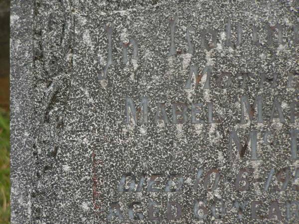 Mabel Mary MCDONALD,  | mother  | died 10-6-195 aged 60 years;  | Henry Albert MCDONALD,  | father,  | died 9-11-1964 aged 82 years;  | Murwillumbah Catholic Cemetery, New South Wales  | 