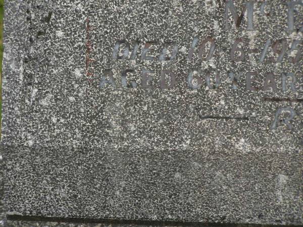 Mabel Mary MCDONALD,  | mother  | died 10-6-195 aged 60 years;  | Henry Albert MCDONALD,  | father,  | died 9-11-1964 aged 82 years;  | Murwillumbah Catholic Cemetery, New South Wales  | 