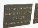 
Gabrielle Therese OKEEFE,
12-2-1951 - 19-8-1951;
Murwillumbah Catholic Cemetery, New South Wales
