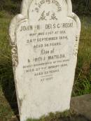
John Thaddeus GORECKI
d: 24 Sep 1894, aged 36
(wife) Martha Matilda (GORECKI)
d: 27 Feb 1896, aged 32
Nambucca Heads historic cemetery overlooking Shelly Beach


