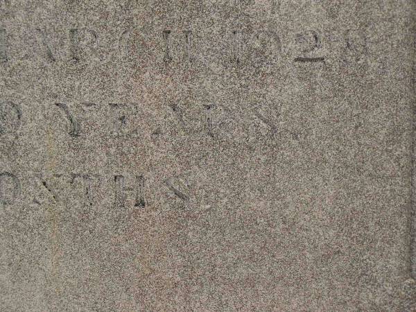 Anne Katrine,  | wife of Christen JENSEN,  | born 2 April 1852,  | died 26 Aug 1912;  | Christen JENSEN,  | died 9 March 1929 aged 69 years 9 months;  | Nobby cemetery, Clifton Shire  | 