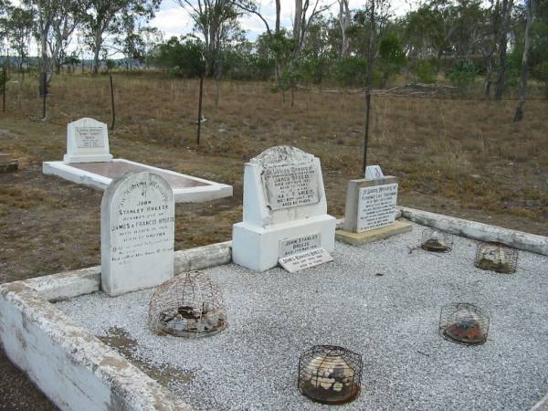 John Stanley BREEZE,  | son of James & Francis BREEZE,  | died 16 March 1915 aged 15 months;  | James BREEZE,  | died 20 Nov 1953 aged 76 years,  | husband father;  | Fanny F. BREEZE,  | died 23 July 1961 aged 80 years,  | mother;  | John Stanley BREEZE,  | died 17 Mar 1915;  | James Edward BREEZE,  | died 22 April 1980 aged 74 years;  | Florence Lily TREGONING,  | 10-8-1919 - 20-11-1998,  | wife of Cliff,  | mother of Dellray, Heather, Leonie, Owen & June,  | grandma great-grandma,  | with mother Fanny;  | Nobby cemetery, Clifton Shire  |   | 