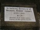 Michael Henry KENNY,
1834 - 1912;
Nobby cemetery, Clifton Shire