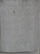 Valentine KAUFMANN,
died 16 March 1905 aged 54 years,
father;
Sarah Ann,
died 21 Feb 1924 aged 69 years,
mother;
Nobby cemetery, Clifton Shire