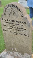 Cpl Lister QUINTAL
Gallipoli 1914-16)
Norfolk Island Cemetery