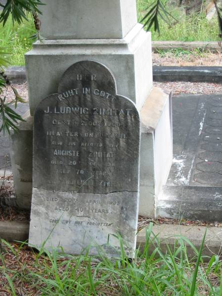 Nundah / German Station Cemetery:  | J. Ludwig Zimitat, Auguste Zimitat, Wilhelmene Zimitat  | 