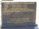 
Errol Archibald MCLAUGHLIN,
Cemetery,
Nyngan, New South Wales
