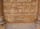 
Matilda MCLAUGHLIN,
Cemetery,
Nyngan, New South Wales

