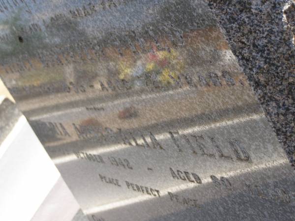 Pierce Monteith FIELD,  | Maria Australia FIELD,  | Cemetery,  | Nyngan, New South Wales  | 