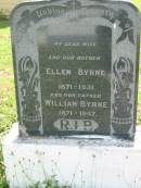 Ellen BYRNE, wife mother,
1871 - 1931;
William BYREN, father,
1871 - 1947;
St James Catholic Cemetery, Palen Creek, Beaudesert Shire