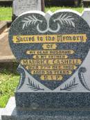 Maurice CASHELL, husband father,
died 27 Dec 1956 aged 56 years;
Josephine CASHELL, wife mother,
died 27 June 1999 aged 99 years 5 months;
Morris CASHELL, son,
died 12 April 2002 aged 79 years;
St James Catholic Cemetery, Palen Creek, Beaudesert Shire