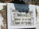 Wayne Andrew WARD,
born 5-4-63 died 10-7-63;
St James Catholic Cemetery, Palen Creek, Beaudesert Shire