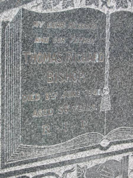 Thomas Richard BISHOP, died 8 June 1940 aged 56 years, husband father;  | Parkhouse Cemetery, Beaudesert  | 