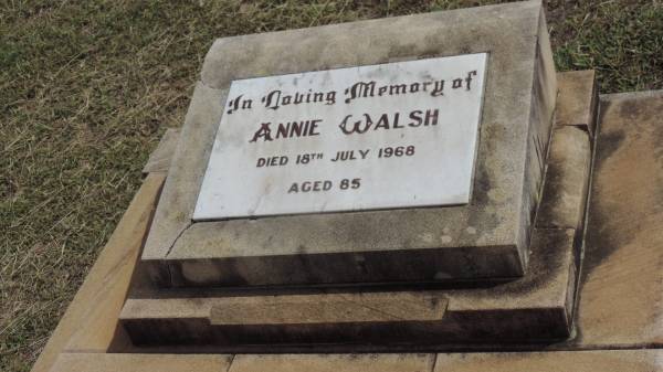 Annie WALSH  | d: 18 Jul 1968 aged 85  |   | Peak Downs Memorial Cemetery / Capella Cemetery  | 