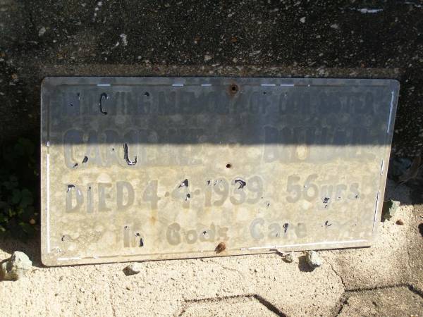 Hermine BILLIAU,  | sister,  | died 27 Dec 1937 aged 63 years;  | Caroline BILLIAU,  | sister,  | died 4-4-1939 aged 56 years;  | Pimpama Island cemetery, Gold Coast  | 