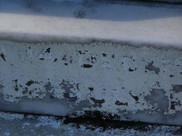 Norman G. KLEINSCHMIDT,  | born 14 Dec 1905,  | died 12 July 1908;  | Carl Friedrich KLEINSCHMIDT,  | born 7 Sept 1820,  | died 19 Aug 1908;  | Justine Caroline KLEINSCHMIDT (nee BRAUN),  | wife,  | born 24 Oct 1830,  | died 25 July 1909;  | Pimpama Island cemetery, Gold Coast  | 