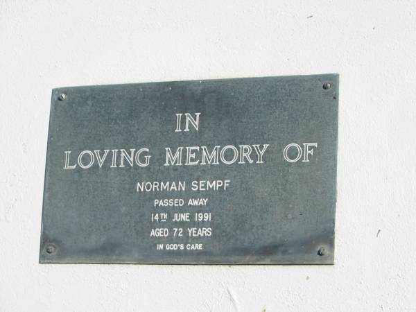 Norman SEMPF,  | died 14 June 1991 aged 72 years;  | Pimpama Island cemetery, Gold Coast  | 