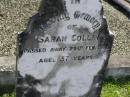 
Sarah COLLIN,
died 23 Feb 1926 aged 37 years;
Pimpama Island cemetery, Gold Coast

