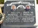 
Allan PAHLKE,
10-6-1926 - 24-1-2002,
wife Joan,
sons David & William;
Joan M. PAHLKE,
5-12-1934 - 22-6-2004,
sons William & David;
Pimpama Island cemetery, Gold Coast
