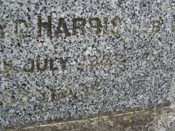 Charles Lloyd HARRIS,  | died 12 July 1983 aged 63 years;  | Pimpama Uniting cemetery, Gold Coast  | 