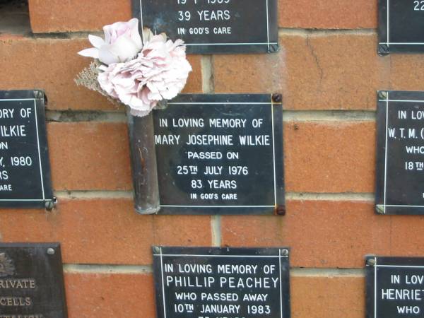 Mary Josephine WILKIE,  | died 25 July 1976 aged 83 years;  | Pimpama Uniting cemetery, Gold Coast  | 