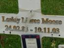 
Lesley Maree MOORE,
24-02-83 - 10-11-03;
Pimpama Uniting cemetery, Gold Coast
