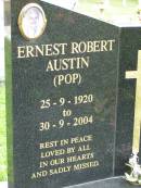 
Ernest Robert (Pop) AUSTIN,
25-9-1920 - 30-9-2004;
Pimpama Uniting cemetery, Gold Coast
