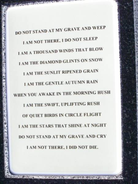 Eileen BRIDON,  | 12-9-1914 - 22-5-2000;  | Pine Mountain St Peter's Anglican cemetery, Ipswich  | 