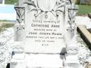 Catherine Anne, wife of John Joseph MAHON,
died 2 Sept 1943 aged 68 years;
John Joseph MAHON,
died 15 Oct 1960 aged 93 years;
Pine Mountain Catholic (St Michaels) cemetery, Ipswich