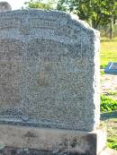 Emile Bertha JAHNKE,
died 15 June 1949 aged 81 years;
Ferdinant F.W. JAHNKE,
died 19 April 1912 aged 53 years;
Plainland Lutheran Cemetery, Laidley Shire