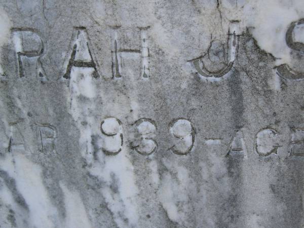 David George,  | husband of S.J. STONE,  | died 23 Sept 1934 aged 78 years;  | Sarah J. STONE,  | died 8 Mar 1939 aged 85 years;  | Polson Cemetery, Hervey Bay  | 