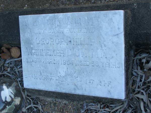 George Phillip WEINHEINER,  | died 9 March 1954 aged 56 years;  | Polson Cemetery, Hervey Bay  | 