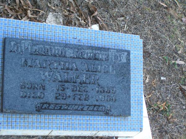 Martha Alice WALKER,  | born 15 Dec 1869,  | died 29 Feb 1964;  | Polson Cemetery, Hervey Bay  | 