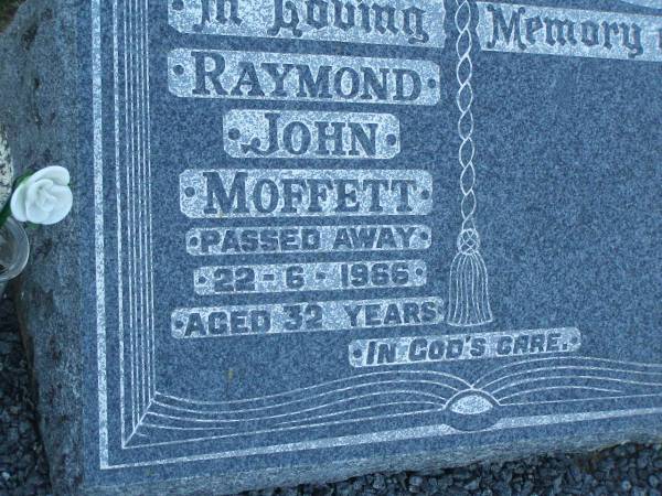 Raymond (Ray) John MOFFETT,  | died 22-6-1966 aged 32 years;  | Polson Cemetery, Hervey Bay  | 