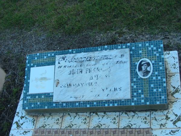 John Francis ADAMS,  | husband father,  | died 20 May 1969 aged 47 years;  | Polson Cemetery, Hervey Bay  | 