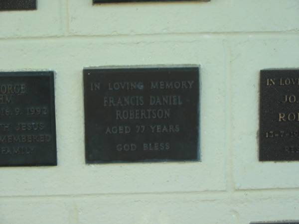 Francis Daniel ROBERTSON,  | aged 77 years;  | Polson Cemetery, Hervey Bay  | 