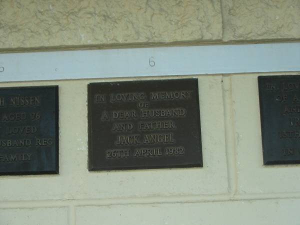 Jack ANGEL,  | husband father,  | died 26 April 1982;  | Polson Cemetery, Hervey Bay  | 
