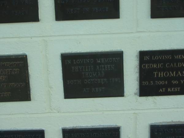 Phyllis Aileen THOMAS,  | died 30 Oct 1991;  | Polson Cemetery, Hervey Bay  | 