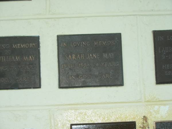Sarah Jane MAY,  | died 19-11-1984 aged 74 years;  | Polson Cemetery, Hervey Bay  | 