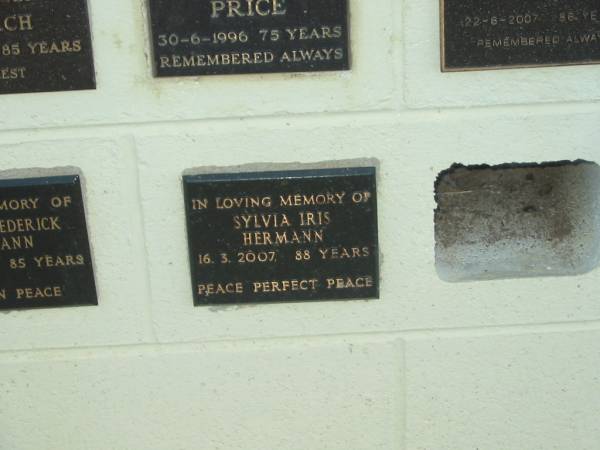 Sylvia Iris HERMANN,  | died 16-3-2007 aged 88 years;  | Polson Cemetery, Hervey Bay  | 