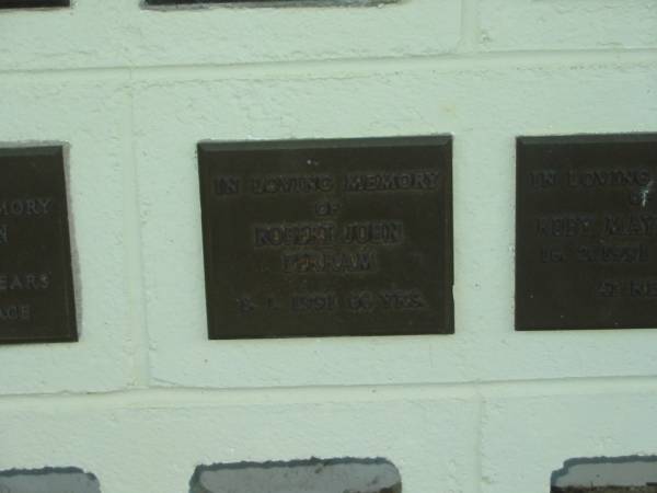 Robert John PERRAM,  | died 8-1-1991 aged 66 years;  | Polson Cemetery, Hervey Bay  | 
