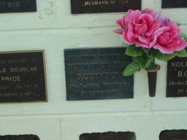 Norman Charles ROBINSON,  | died 26-7-1994 aged 87 years;  | Polson Cemetery, Hervey Bay  | 