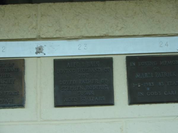 Alec J. BAIN,  | husband of Zoe,  | father of Stephen, Roderic & Susan,  | aged 52 years;  | Polson Cemetery, Hervey Bay  |   | 