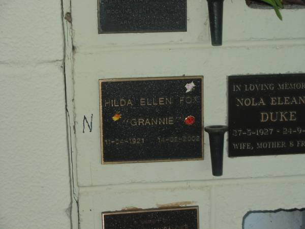 Hilda Ellen FOX,  | grannie,  | 11-04-1921 - 14-02-2002;  | Polson Cemetery, Hervey Bay  | 