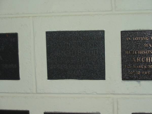 David Burton ARCHIBALD,  | 11-4-1911 - 24-5-1999,  | husband of Mary;  | Polson Cemetery, Hervey Bay  | 